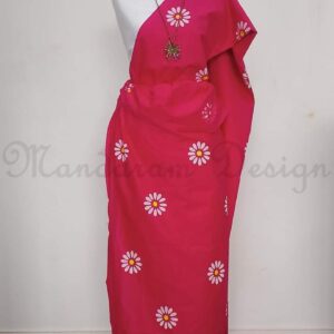 lace cotton hand painting saree