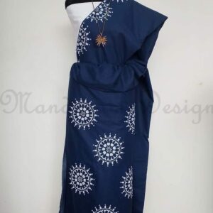 Lace cotton hand painting saree