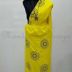 Lace cotton hand painting saree-005