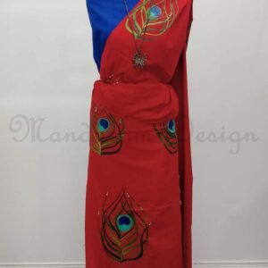 lace cotton hand painting saree