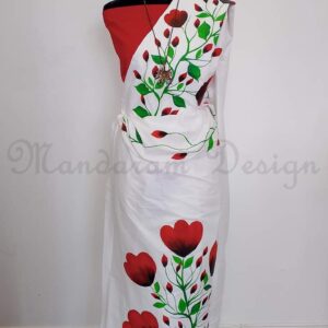 lace cotton hand painting saree